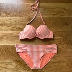 Aerie • orange and shimmer two piece bikini bathing suit